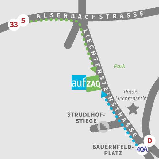 Benutzen Sie zur Anreise die Straßenbahnlinien 5, 33 und D sowie die Buslinie 40A.